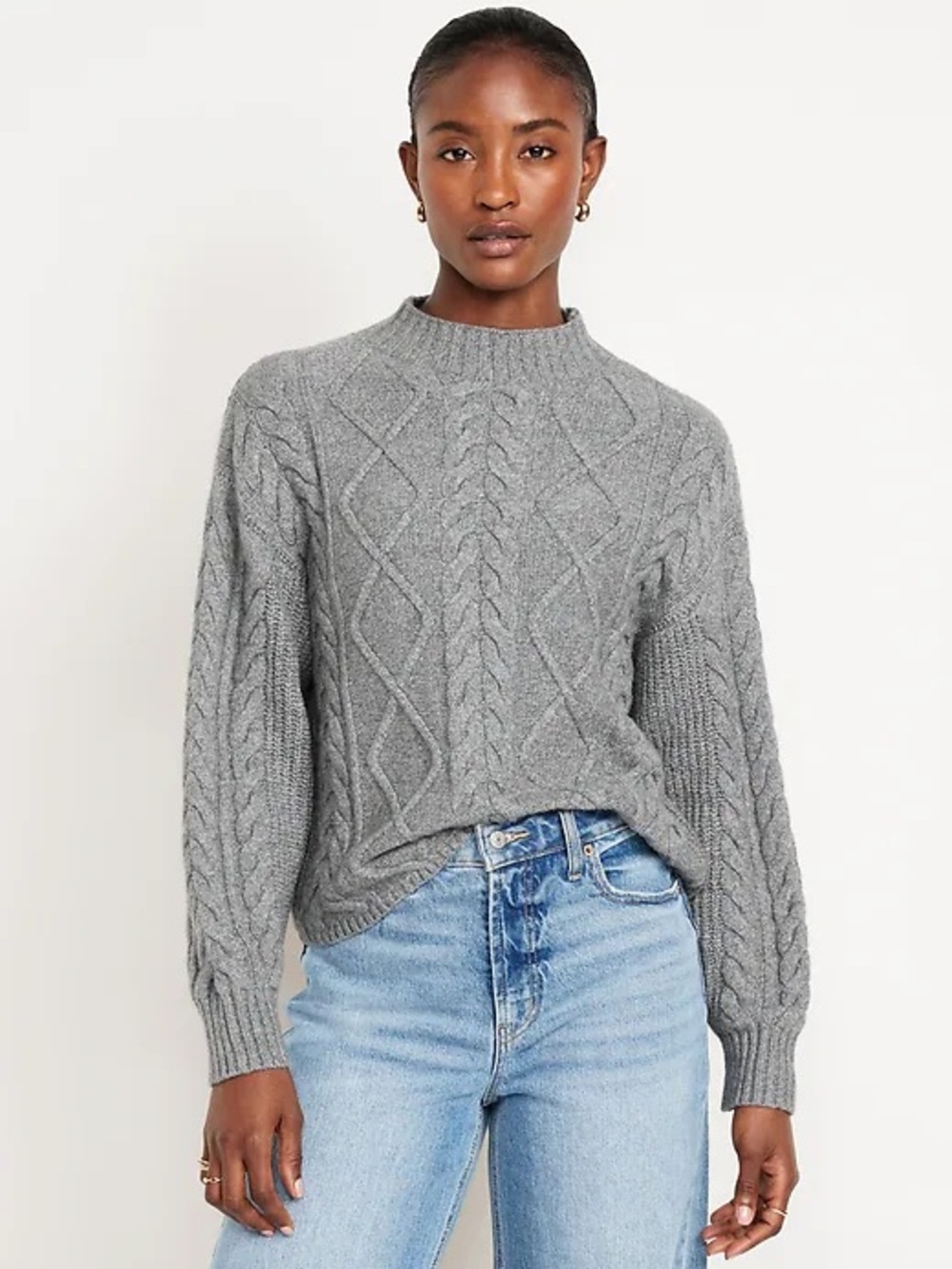 Old navy Women's Gray Cable Knit Sweater - Classic Pullover